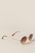 Francesca's Phoebe Small Oval Frame Sunglasses - Brown