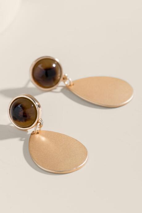 Francesca's Tessa Marbled Resin Teardrop Earrings - Gold