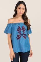 Blue Rain Lorena Embroidered Off The Shoulder Top - Lite