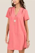 Lush Jessica Solid Pocket Shirt Dress - Pink