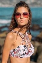 Francesca Inchess Katia Floral Cross Neck Swimsuit Top - Blush