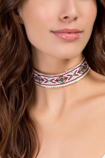 Francesca's Kami Embroidered Choker - Multi