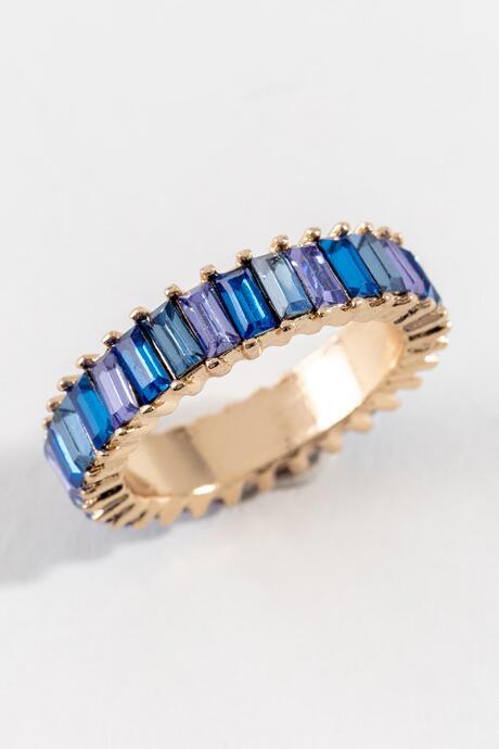 Francesca's Kelsey Baguette Ring In Blue - Blue