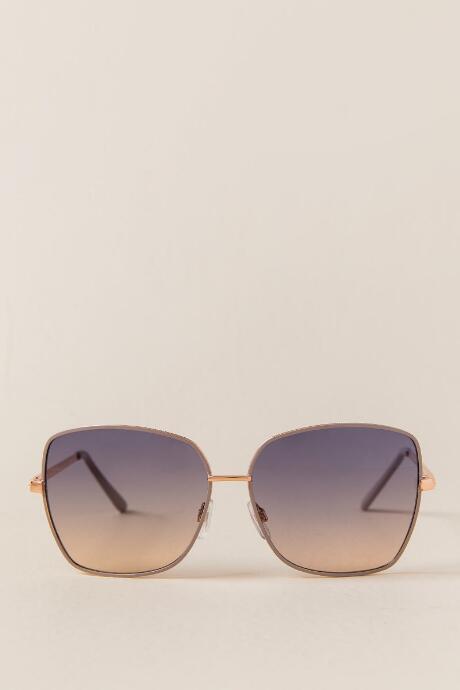 Francesca's Aspen Squared Aviator Sunglasses - Nude