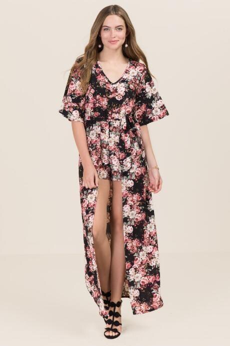 Mi Ami Rowen Floral Maxi Romper - Black