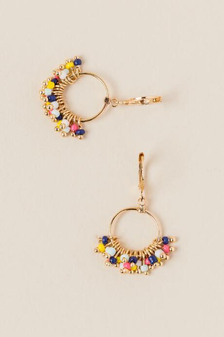 Francesca's Cuba Seedbead Circle Drop Earring - Multi