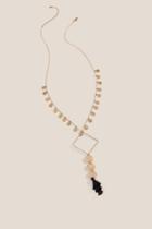 Francesca's Pippa Coin And Tassel Pendant Necklace - Black