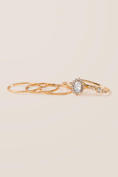 Francesca's Annie Crystal Ring Set - Gold