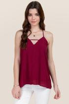 Blue Rain Leyla Strappy Bar Front Tank - Wine