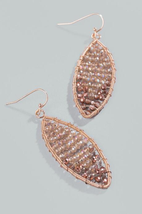 Francesca's Hartley Woven Beaded Marquis Earrings - Rose/gold