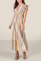 Francesca's Ashlynn Ruffled Sleeve Maxi Dress - Mustard