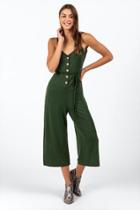 Francesca's Jayden Button Front Jumpsuit - Olive