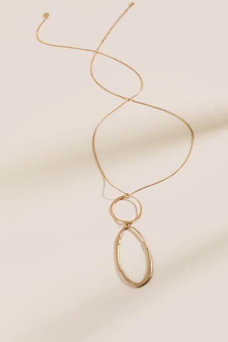 Francesca's Brooke Double Oval Pendant Necklace - Gold