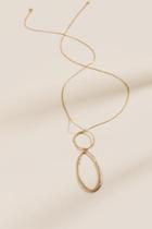 Francesca's Brooke Double Oval Pendant Necklace - Gold