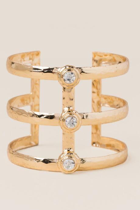 Francesca's Rihanna Hammered Cuff Bracelet - Gold