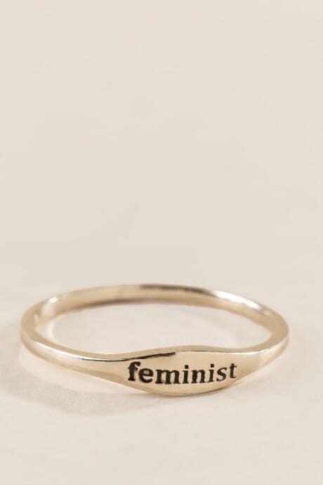 Francesca's Feminist Engraved Ring - Gold