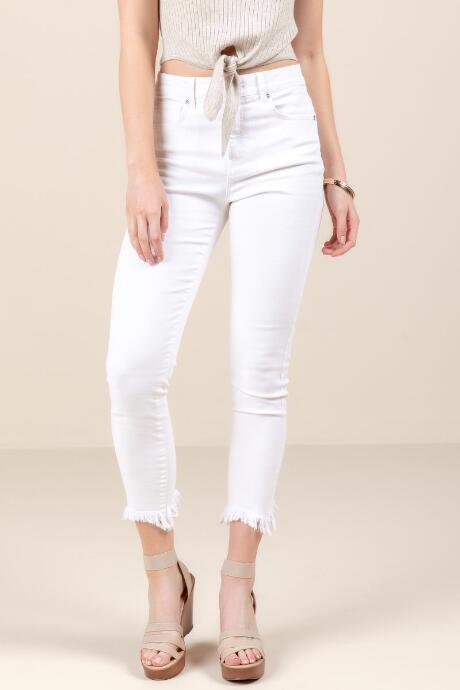 Francesca's Celia Frayed Jeans - White