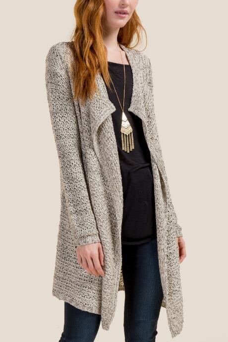 Francesca's Reagan Drape Front Cardigan - Taupe