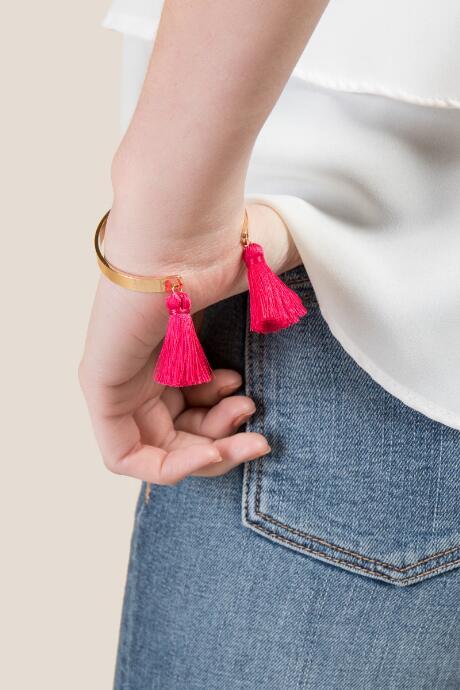 Francesca's Camila Tassel Cuff In Fuchsia - Fuchsia