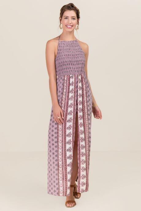 Mi Ami Brea Floral Halter Maxi Romper - Orchid