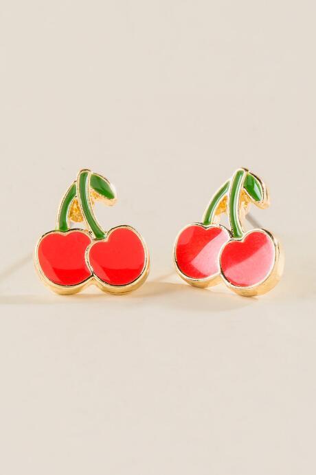 Francesca's Marsha Cherry Red Studs - Red