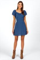 Francesca's Tarren Polka Dot Dress - Periwinkle