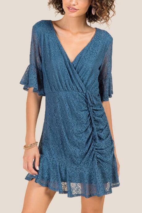 Francesca Inchess Mel Ruched A-line Dress - Dark Teal