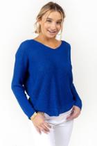 Francesca's Shannon Knot Back Sweater Top - Blue