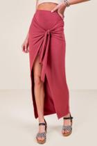 Francesca's Valerie Tie Front Maxi Skirt - Dark Rose