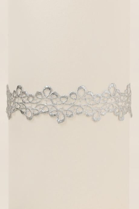 Francesca's Sybil Metallic Lace Choker - Silver