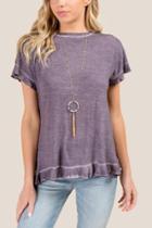 Francesca's Grace Ruffle Cross Back Short Sleeve Top - Vintage Purple