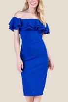 Francesca's Cheryl Off The Shoulder Midi Dress - Blue