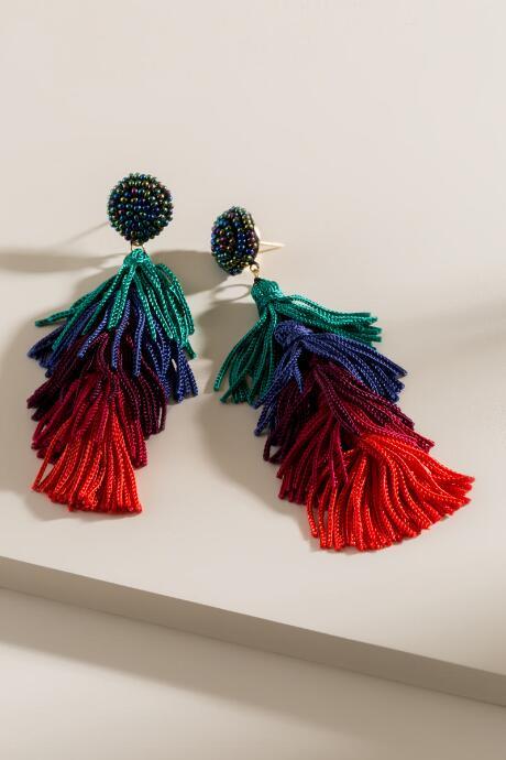 Francesca's Glinda Tassel Drop Earrings - Multi