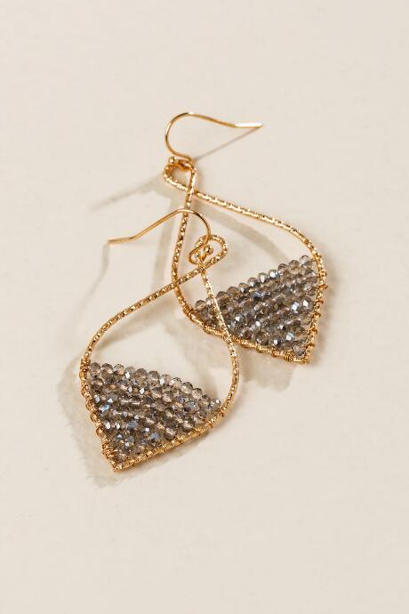 Francesca's Journey Beaded Teardrop Earrings - Gray