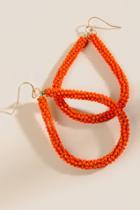 Francesca's Paula Beaded Teardrop Earrings In Tangerine - Tangerine