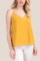 Francesca's Lindsay Scalloped Tank Top - Mustard