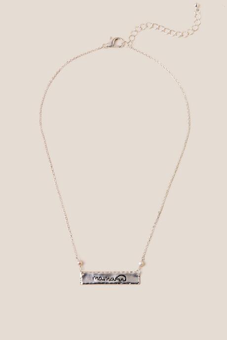 Francesca's Mama Bear Silver Pendant Necklace - Silver