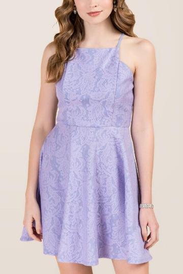 Francesca Inchess Brittany Lace Flare A-line Dress - Orchid