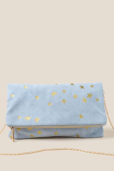 Francesca's Celeste Velvet Star Foldover Clutch - Gray