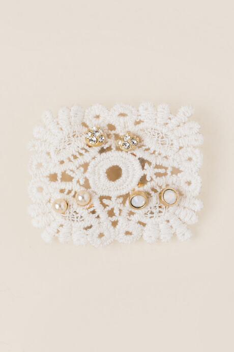 Francesca's Midori Lace Trio Stud Earring Set - Gold