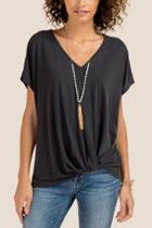 Francesca Inchess Lina Knit Front Cupro Top - Black