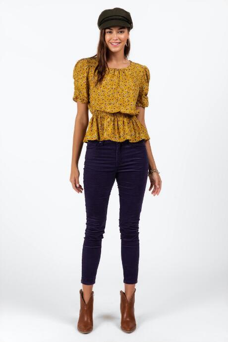 Francesca's Camren Floral Peplum Blouse - Mustard