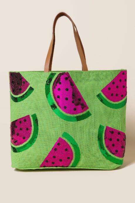 Francesca's Blake Watermelon Beach Tote - Lime