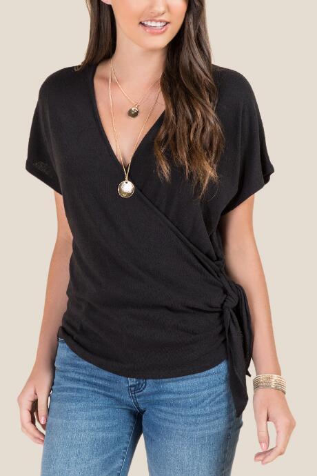 Francesca Inchess Hayley Short Sleeve Surplus Top - Black