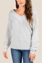 Francesca Inchess Camille Ribbon Tie Sweater - Heather Gray
