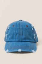 Francesca's Emilie Distressed Denim Cap - Blue