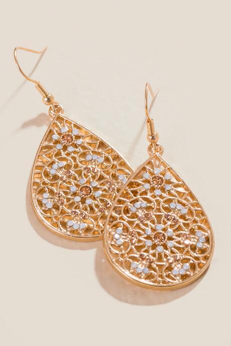 Francesca's Harmony Floral Filigree Earrings - Gold