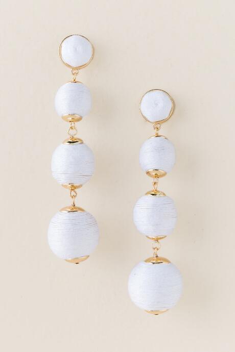 Francesca's Layla Bauble Ball Drop Earring In White - White