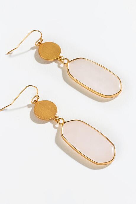 Francesca's Mackenzie Rose Quartz Drop Earrings - Pale Pink