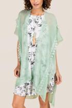 Francescas Isabel Crochet Trim Ruana - Mint